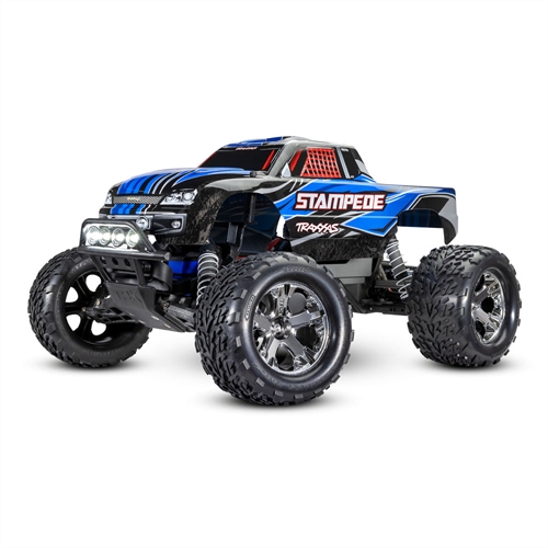 Blue Stampede 110 2WD RTR Electric Monster Truck + TQ 2-ch XL-5 Titan 550 7-Cell NiMH DC charger LED lights