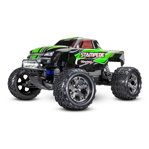 Green Stampede 110 2WD RTR Electric Monster Truck + TQ 2-ch XL-5 Titan 550 7-Cell NiMH DC charger LED lights