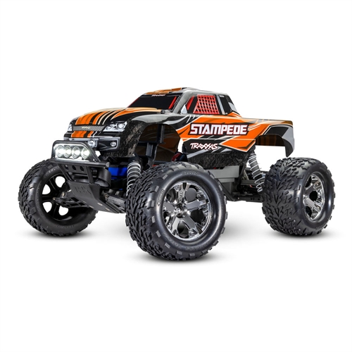 Orange Stampede 110 2WD RTR Electric Monster Truck + TQ 2-ch XL-5 Titan 550 7-Cell NiMH DC charger LED lights