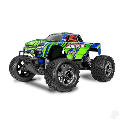 Stampede HD 110 Electric 2WD RTR Monster Truck Green + TQ 2-ch XL-5 Titan 550 7-Cell NiMH 4A USB-C charger