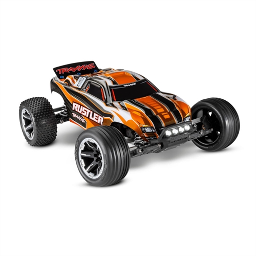 Orange Rustler 110 2WD RTR Electric Stadium Truck + TQ 2-ch XL-5 Titan 550 7-Cell NiMH DC charger LED lights
