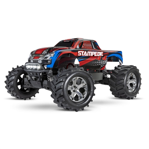 Red Stampede 4X4 110 4WD RTR Electric Monster Truck + TQ 2-ch XL-5 Titan 550 7-Cell NiMH DC charger LED lights
