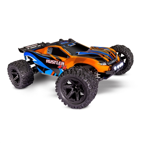 Orange Rustler 4X4 110 4WD RTR Electric Stadium Truck + TQ 2-ch XL-5 Titan 550 7-Cell NiMH DC charger LED lights