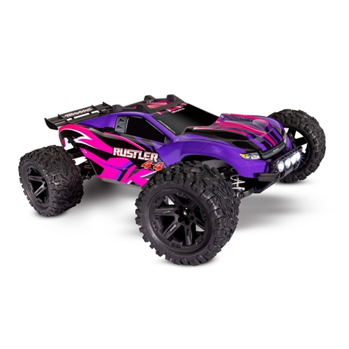 Pink Rustler 4X4 110 4WD RTR Electric Stadium Truck + TQ 2-ch XL-5 Titan 550 7-Cell NiMH DC charger LED lights