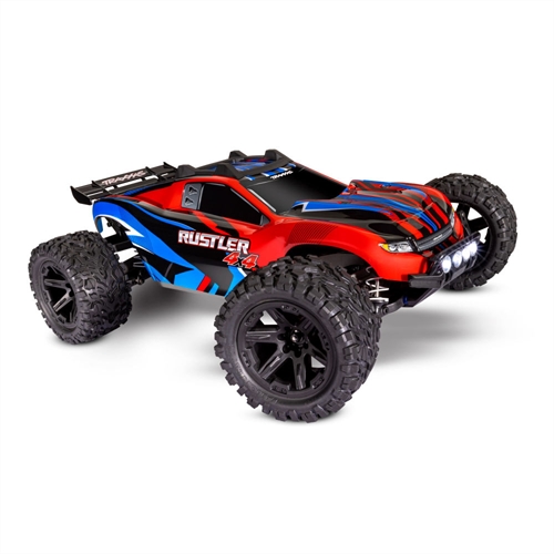 Red Rustler 4X4 110 4WD RTR Electric Stadium Truck + TQ 2-ch XL-5 Titan 550 7-Cell NiMH DC charger LED lights