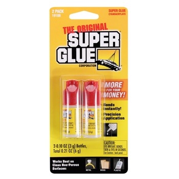Super Glue Plastic Bottle 2-Pack (2x 0.10oz, 3g)