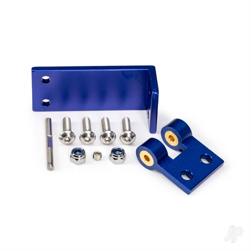 Rudder mount, aluminium/ hinge pin/ 4x14mm BCS (stainless) (4)/ NL 4.0 (2)/ 4x3mm GS (stainless, with threadlock) (1)