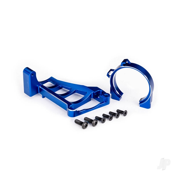 Motor mounts (front & rear) (blue-anodised 6061-T6 aluminium)/ 3x10mm CCS (with threadlock) (4)/ 4x12mm BCS (with threadlock) (2) (for use with #3461 motor)