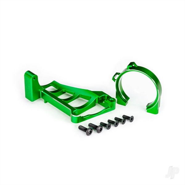 Motor mounts (front & rear) (green-anodised 6061-T6 aluminium)/ 3x10mm CCS (with threadlock) (4)/ 4x12mm BCS (with threadlock) (2) (for use with #3461 motor)