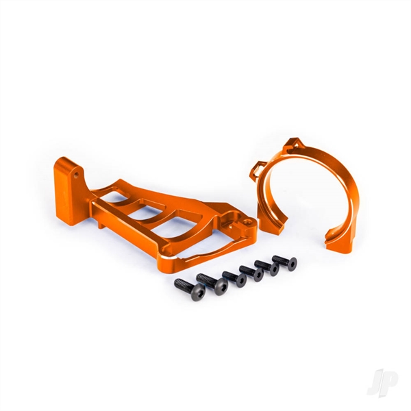 Motor mounts (front & rear) (orange-anodised 6061-T6 aluminium)/ 3x10mm CCS (with threadlock) (4)/ 4x12mm BCS (with threadlock) (2) (for use with #3461 motor)
