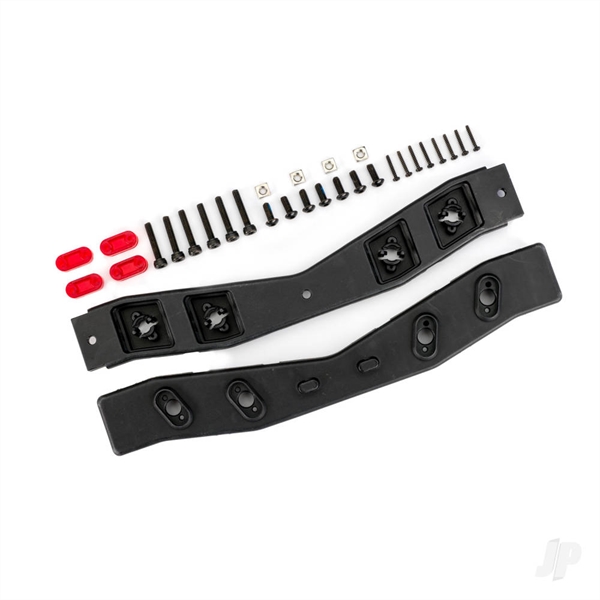Crossmember, rear (top & bottom), boat trailer/ tail light lens (4)/ 1.6x10mm BCS (black stainless) (8)/ 3x5mm BCS (black stainless) (7)/ 3x15mm CS (black stainless) (6)/ M3x0.5mm square nuts (4))