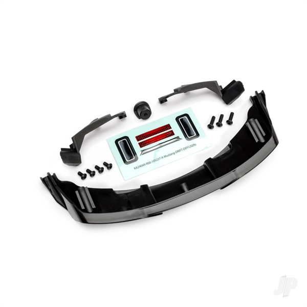 Diffuser, rear/ retainer/ body supports (left & right)/ 3x10mm BCS (3)/ 3x6mm BCS (4) (fits #10511 body)