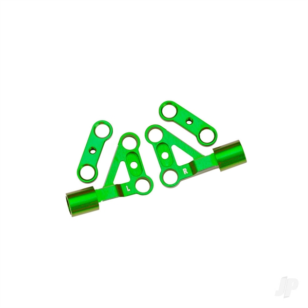 Suspension arms, upper, front, 6061-T6 aluminium (green-anodised) (left & right)/ 2.5x5mm BCS (with threadlock) (2)