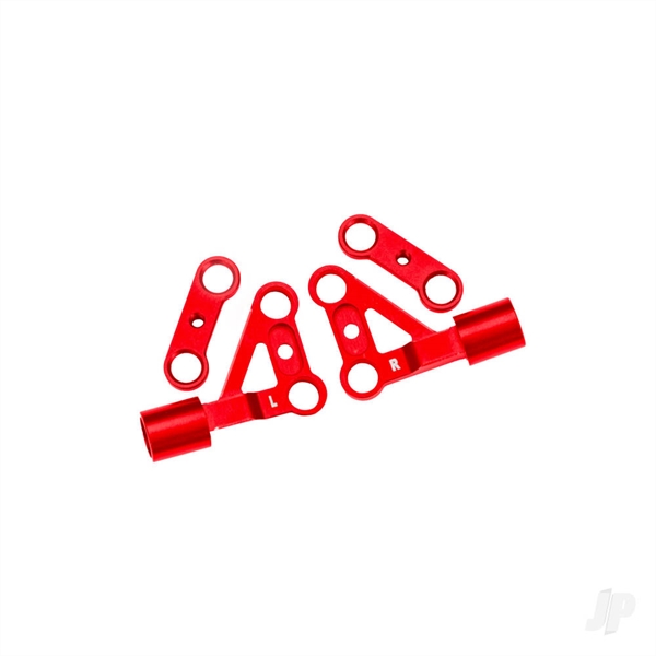 Suspenion arms, upper, front, 6061-T6 aluminium (red-anodised) (left & right)/ 2.5x5mm BCS (with threadlock) (2)