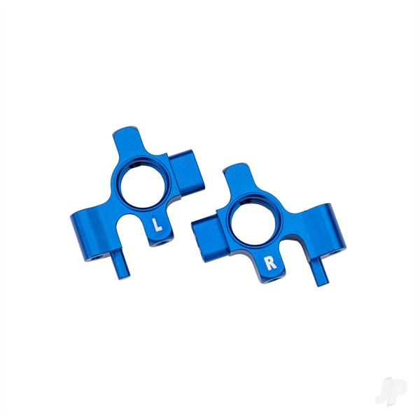 Steering blocks, 6061-T6 aluminium (blue-anodised) (left & right)/ 3x12mm BCS (with threadlock) (4)