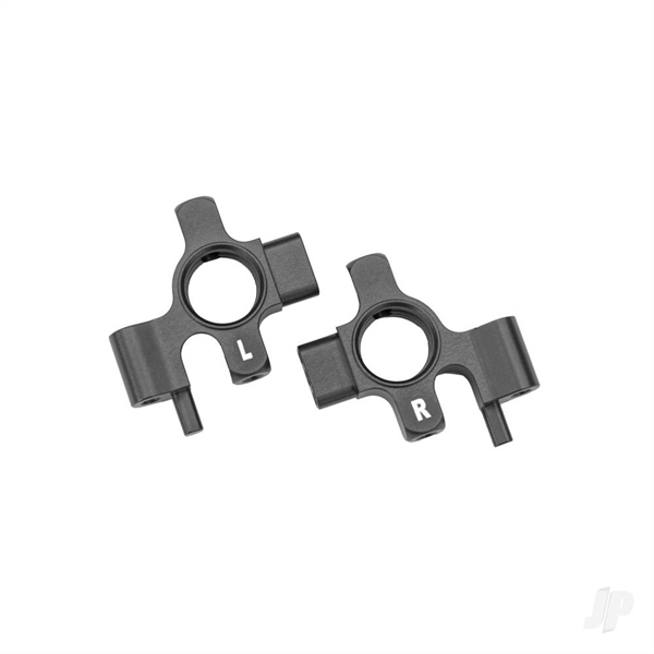Steering blocks, 6061-T6 aluminium (gray-anodised), left & right/ 3x12mm BCS (with threadlock) (4)