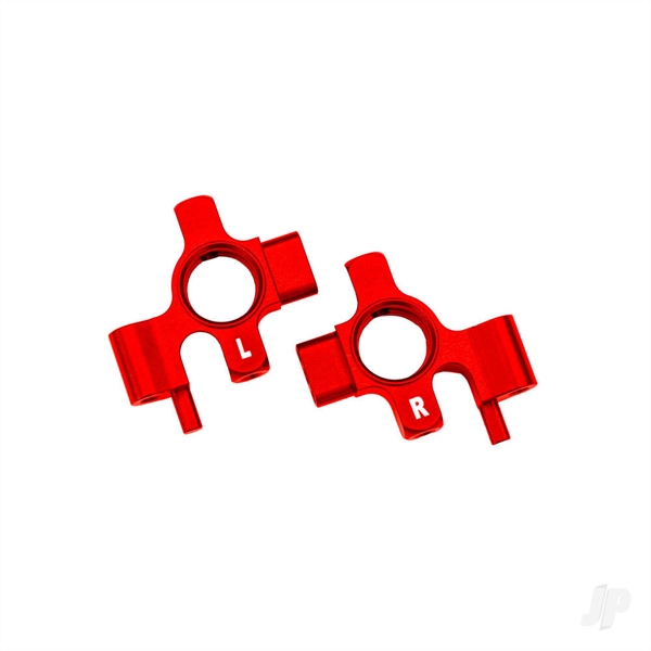 Steering blocks, 6061-T6 aluminium (red-anodised), left & right/ 3x12mm BCS (with threadlock) (4)