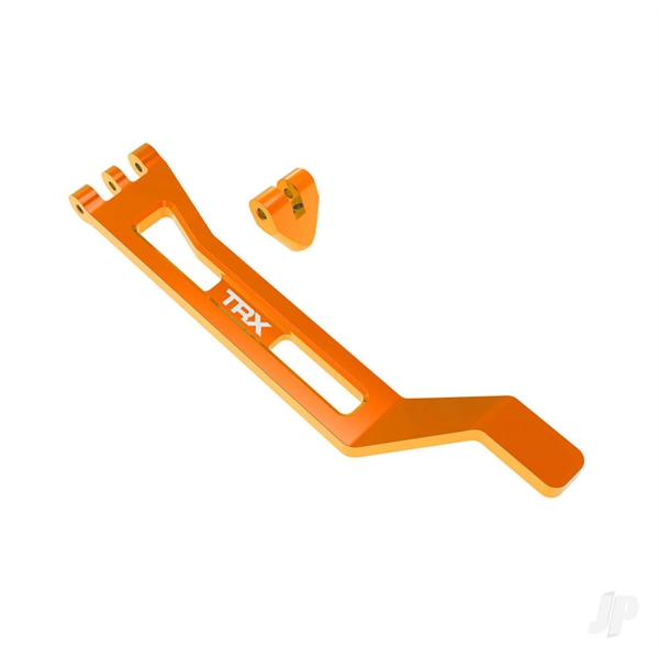 Battery hold-down, hold-down post (orange-anodised 6061-T6 aluminium), 3x15mm BCS (with threadlock) (1)