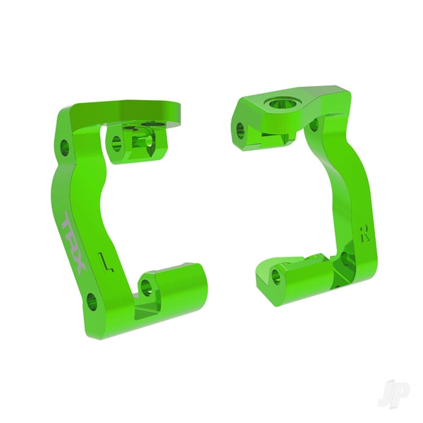 Caster blocks (c-hubs), 6061-T6 aluminium (green-anodised), left & right