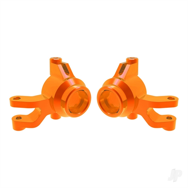 Steering blocks, 6061-T6 aluminium (orange-anodised) (left & right), 3x12mm SS (with threadlock) (4), 3x15mm BCS (with threadlock) (2)