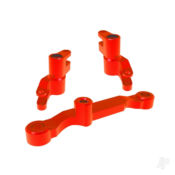 Steering bellcranks, draglink (blue-anodised 6061-T6 aluminium), 3x13mm SS (with threadlock) (2), 3x12mm BCS (with threadlock) (2), 5x8x2.5mm ball bearings (2), 5x10x4mm ball bearings (2)