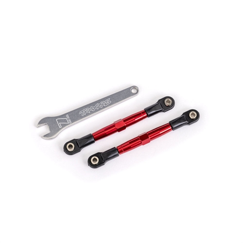 Toe links, front (TUBES red-anodised, 7075-T6 aluminium, stronger than titanium) (2) (assembled with rod ends and hollow balls)/ aluminium wrench (1) (fits Drag Slash)