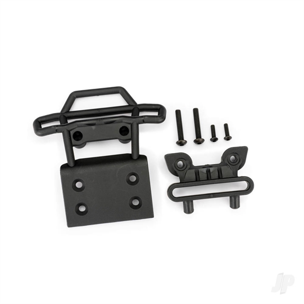 Bumper, front/ bumper mount, front / 4x23mm BCS (2)/ 3x10mm BCS (2) (black)