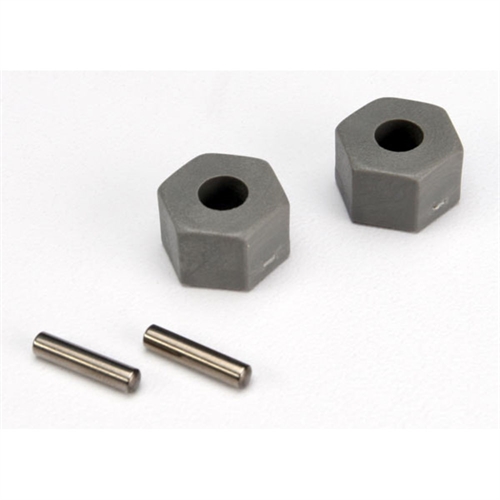 Wheel hubs, hex (tall offset, Rustl/Stamp front)/ axle pins