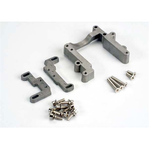 Engine mount, 2 piece, aluminium (w/screws) (N.Rustler/Sport
