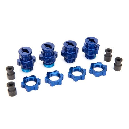 Wheel Hubs & Nuts, 17mm, Blue, short (2)/long (2) / hub reta