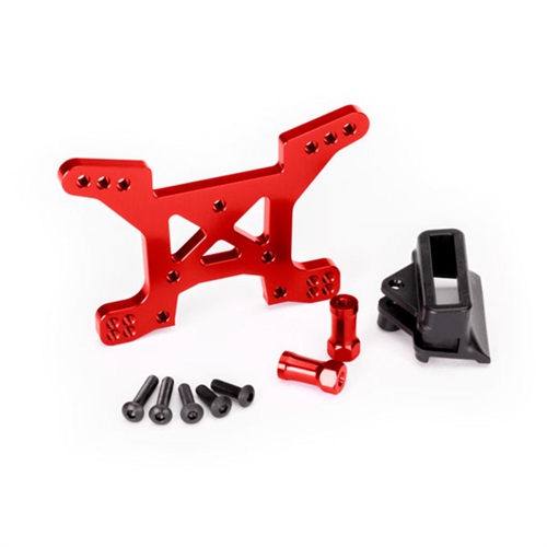 Shock tower, front, 7075-T6 aluminum (red-anodized)