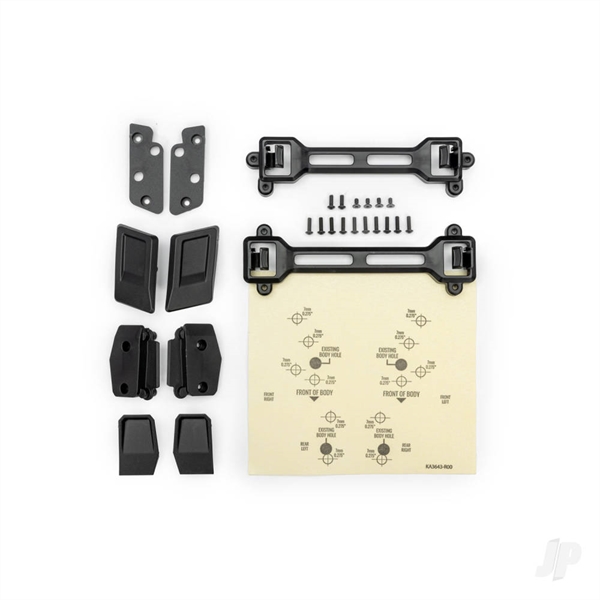 Body conversion kit, Slash 2WD/Slash 4X4 (includes front & rear latch mounts, latches, hardware) (for clipless mounting)