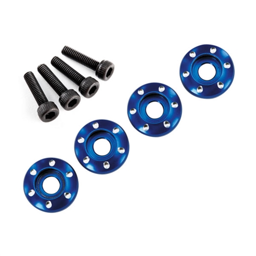 Wheel nut washer, machined aluminium, blue / 3x12mm CS (4)