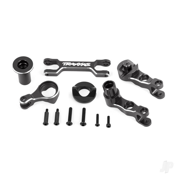 Steering bellcranks (left & right)/ drag link (6061-T6 aluminium, gray-anodised) (fits X-Maxx)
