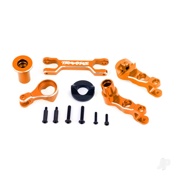 Steering bellcranks (left & right)/ drag link (6061-T6 aluminium, orange-anodised) (fits X-Maxx)