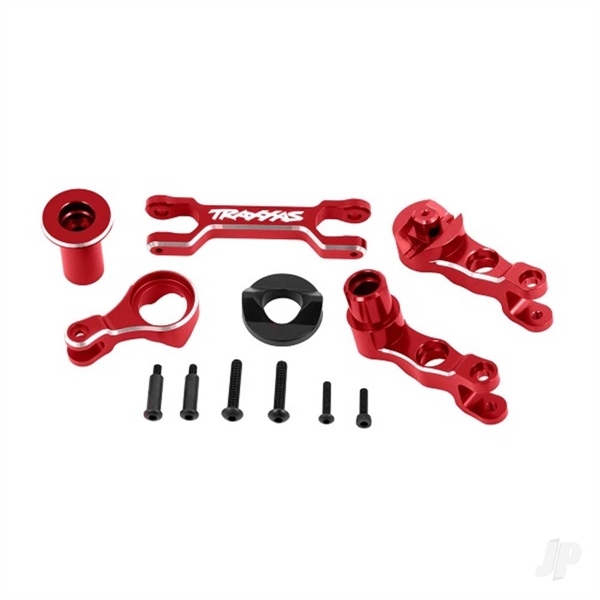 Steering bellcranks (left & right)/ drag link (6061-T6 aluminium, red-anodised) (fits X-Maxx)
