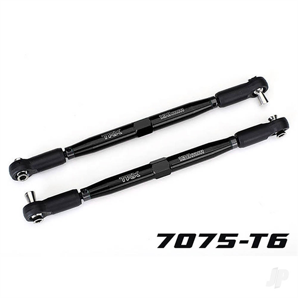 Toe links, X-Maxx (Tubes black-anodised, 7075-T6 aluminium, stronger than titanium) (157mm) (2)/ rod ends, assembled with steel hollow balls (4)/ aluminium wrench, 10mm (1)
