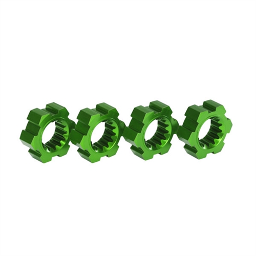 Wheel hubs, hex, aluminum (green-anodized) (4)