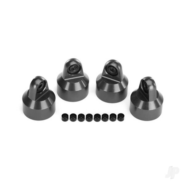Shock caps, aluminium (gray-anodised), GTX shocks (4)/ spacers (8)