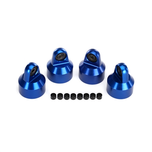 Shock caps, alum (blue-anodised), GTX shocks (4)
