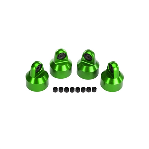 Shock caps, alum (Green-anodised), GTX shocks (4)