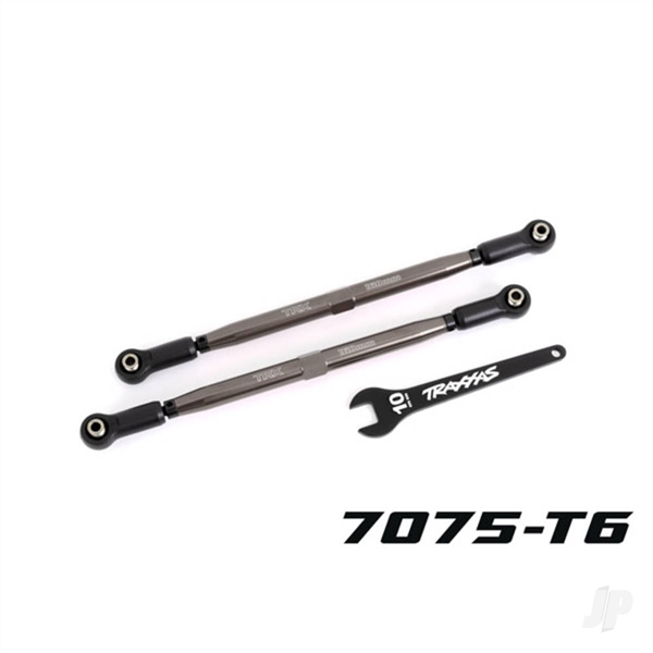 Toe links, front (Tubes gray-anodised, 7075-T6 aluminium, stronger than titanium) (2) (for use with #7895 X-Maxx WideMaxx suspension kit)