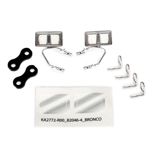 Mirrors, side, chrome (L&R)/ retainers (2)/ body clips (4)