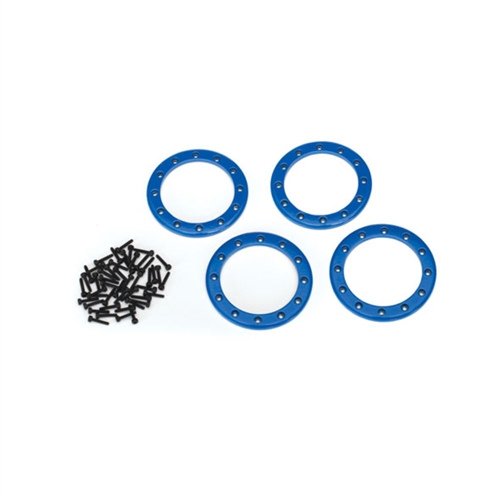 Beadlock rings, blue (2.2') (aluminum) (4)/ 2x10 CS (48)