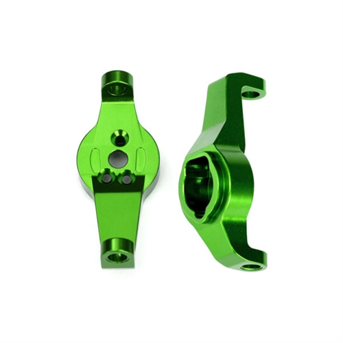 Caster blocks, 6061-T6 aluminum (green-anodized), left and r