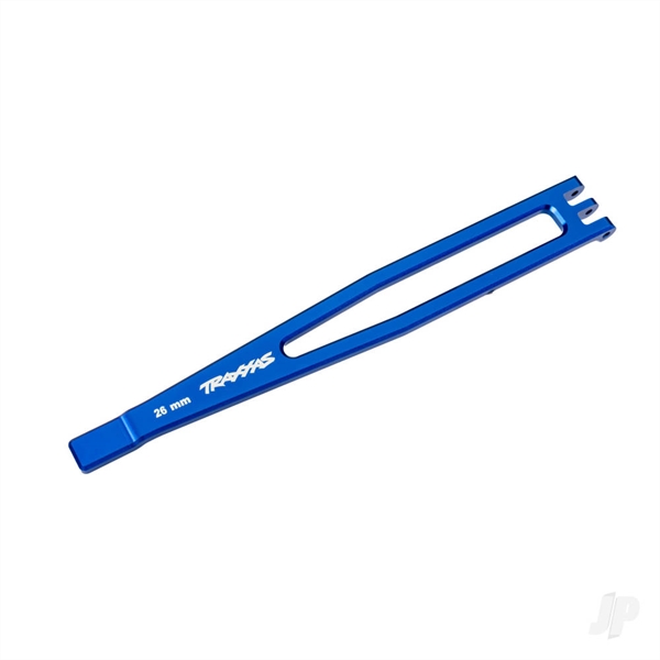 Battery hold-down, 6061-T6 aluminium (blue-anodised)