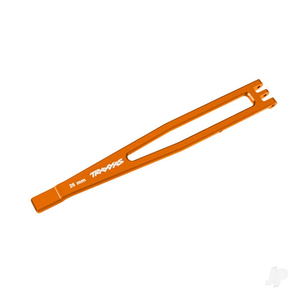 Battery hold-down, 6061-T6 aluminium (orange-anodised)
