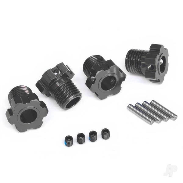 Wheel hubs, splined, 17mm (gray-anodised) (4)/ 4x5 GS (4), 3x14mm pin (4)