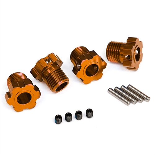 Wheel hubs, splined, 17mm (orange-anodized) (4)/ 4x5 GS (4)/ 3x14mm pin (4)