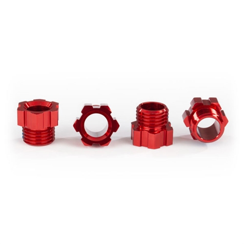 Stub axle nut, aluminum (red-anodized) (4)